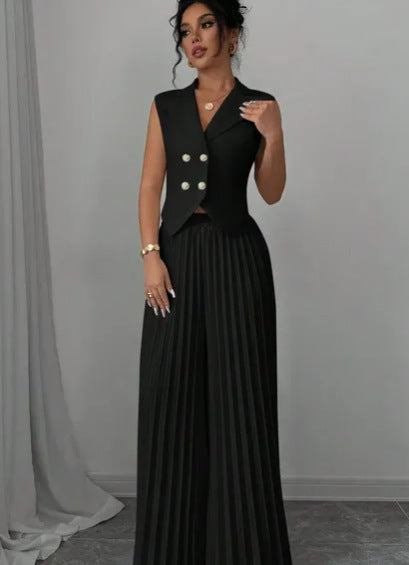 Fashion Vest Pleated Skirt Blouse And Pants Women's Clothing