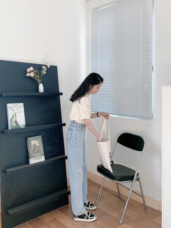 Women's Wide-leg Jeans High-waisted Straight Loose Drape Mopping Pants