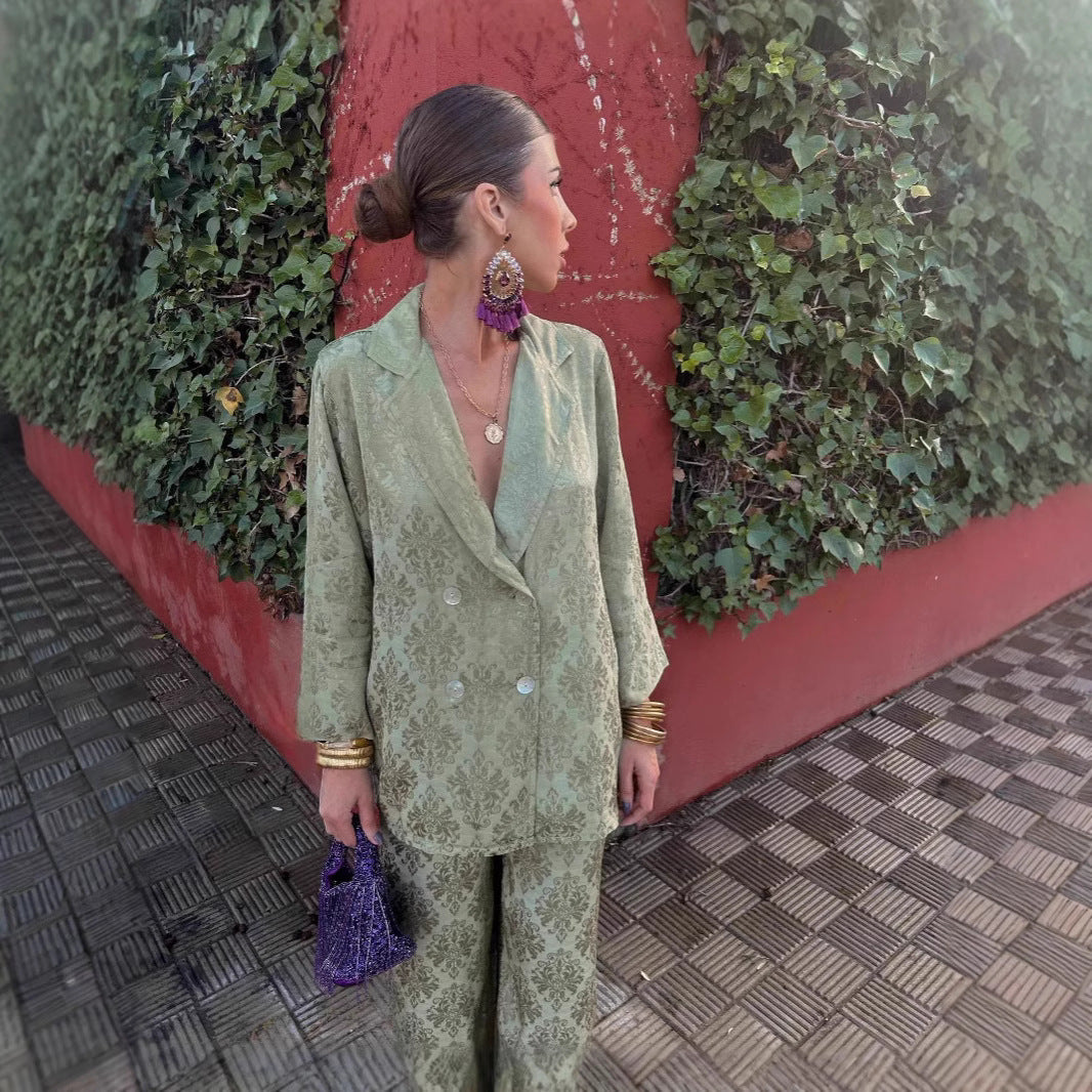 Wide-leg Pants Two-piece European And American Fashion Blazer