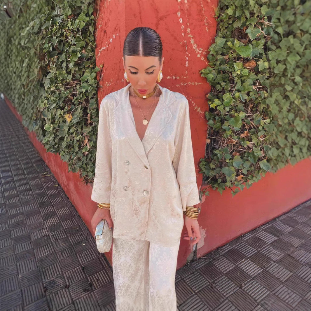 Wide-leg Pants Two-piece European And American Fashion Blazer