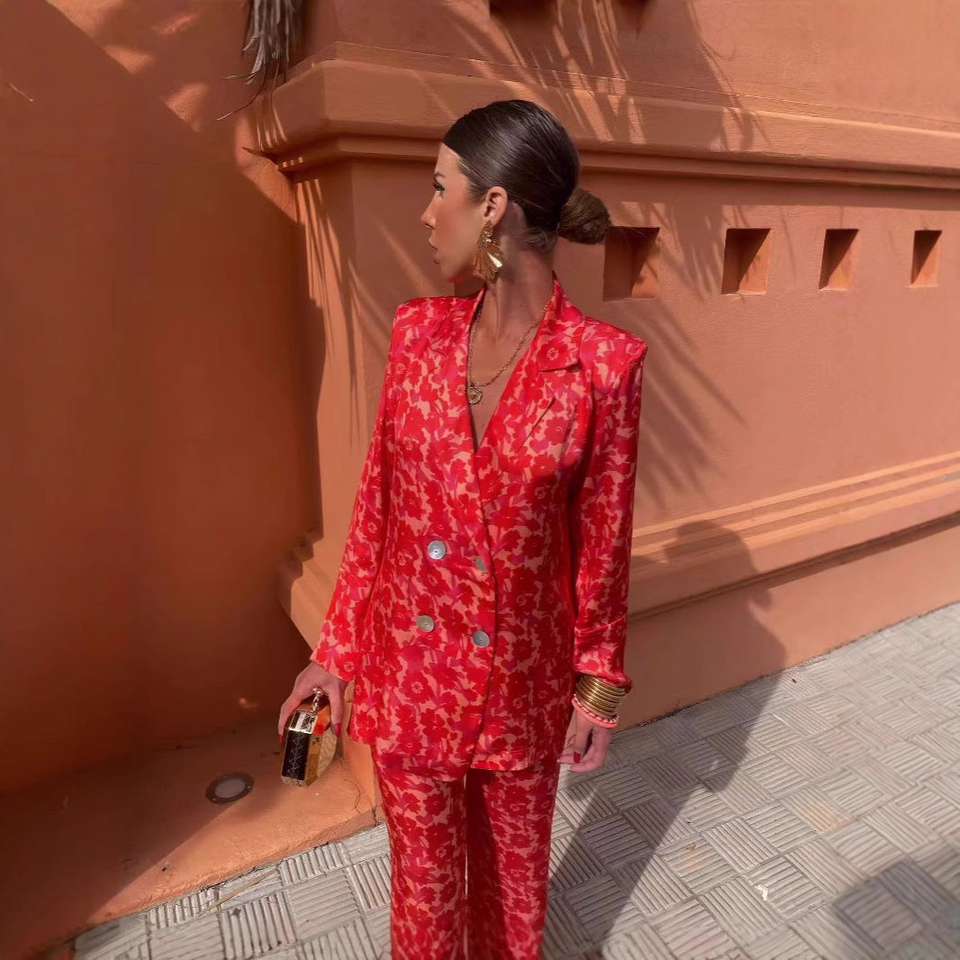Wide-leg Pants Two-piece European And American Fashion Blazer