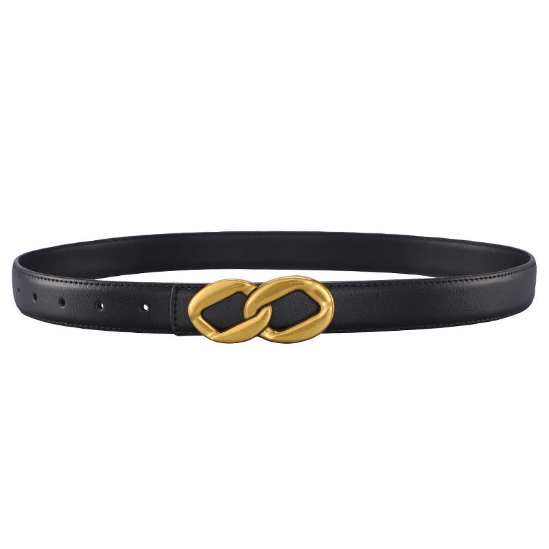 Women's Retro Smooth Buckle Cowhide Belt
