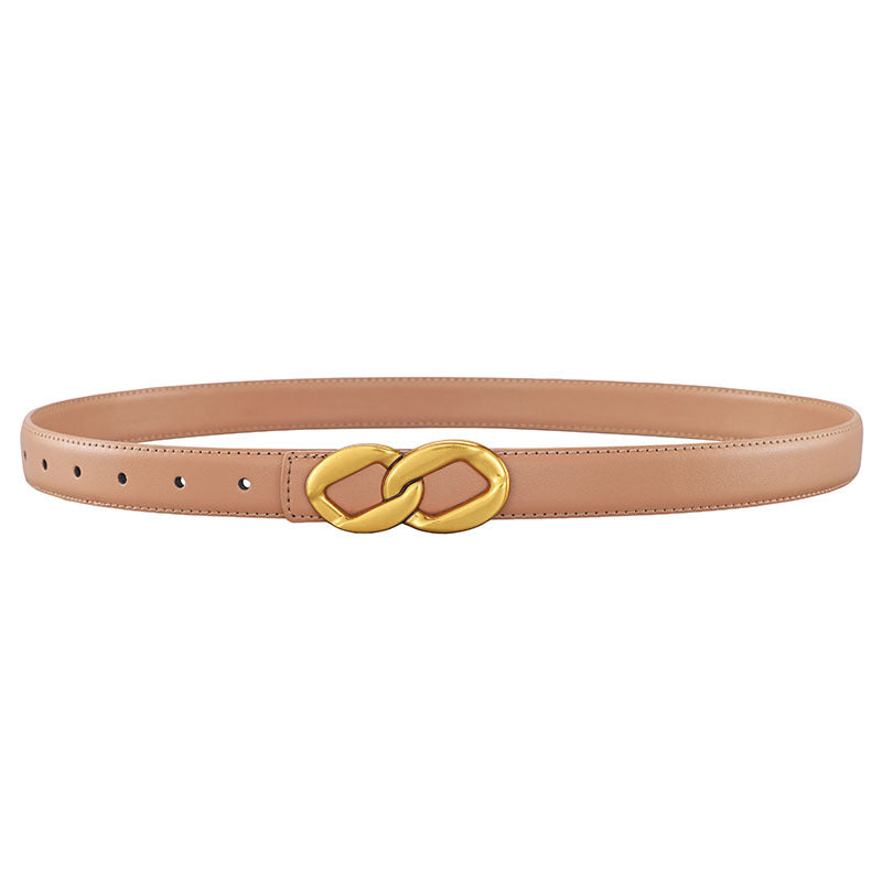 Women's Retro Smooth Buckle Cowhide Belt