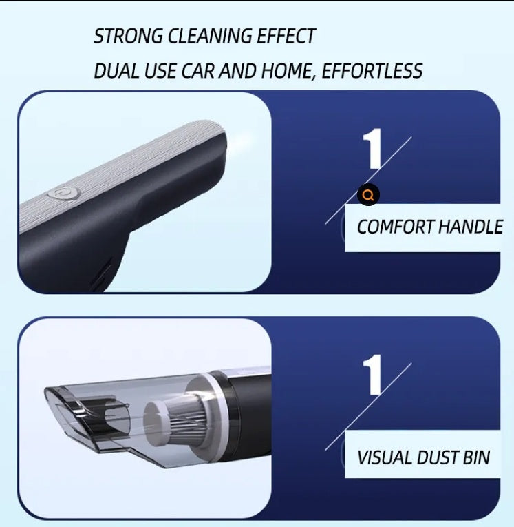 Wireless Silver Car Vacuum Cleaner Wireless Car With Strong Suction Handheld Vacuum Cleaner Small Mini Rechargeable Home Vacuum Cleaner