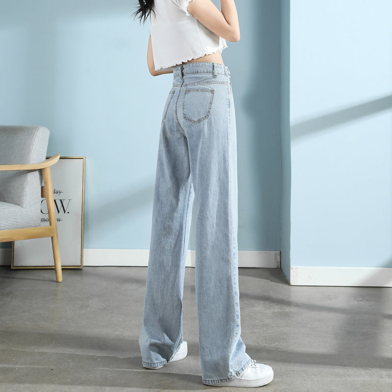 Women's Wide-leg Jeans High-waisted Straight Loose Drape Mopping Pants