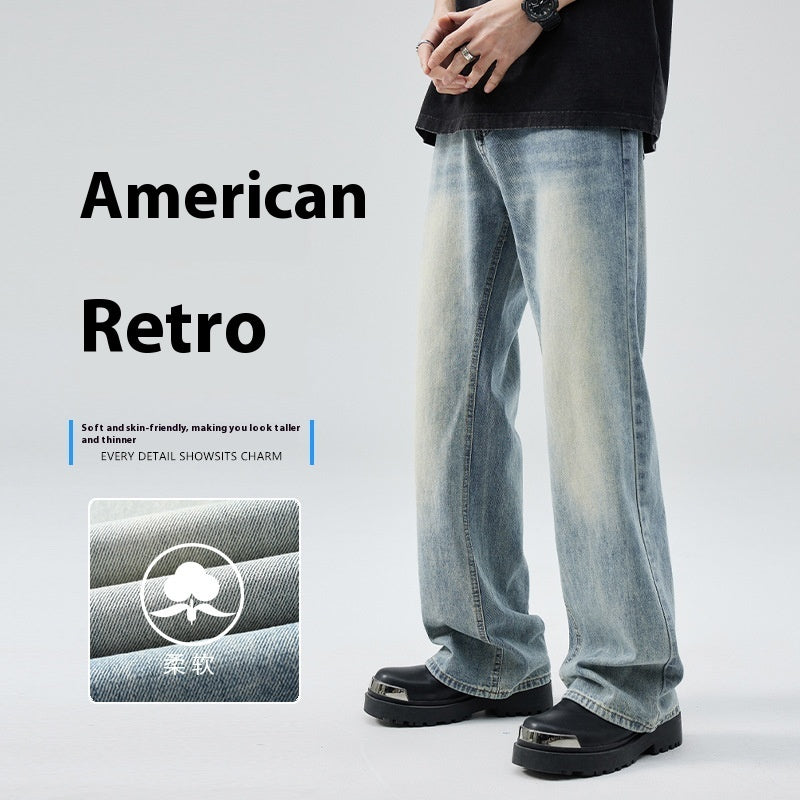 Men's American High Street Loose Wide Leg Denim Trousers