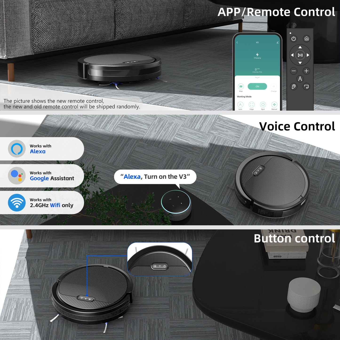 Robot Vacuum And Mop, 3 In 1 Combo Cleaner For Home With Pet Hair And Hard Floor, 5000Pa Suction, 120 Mins Run Time,Self-Charging,Super Thin Body
