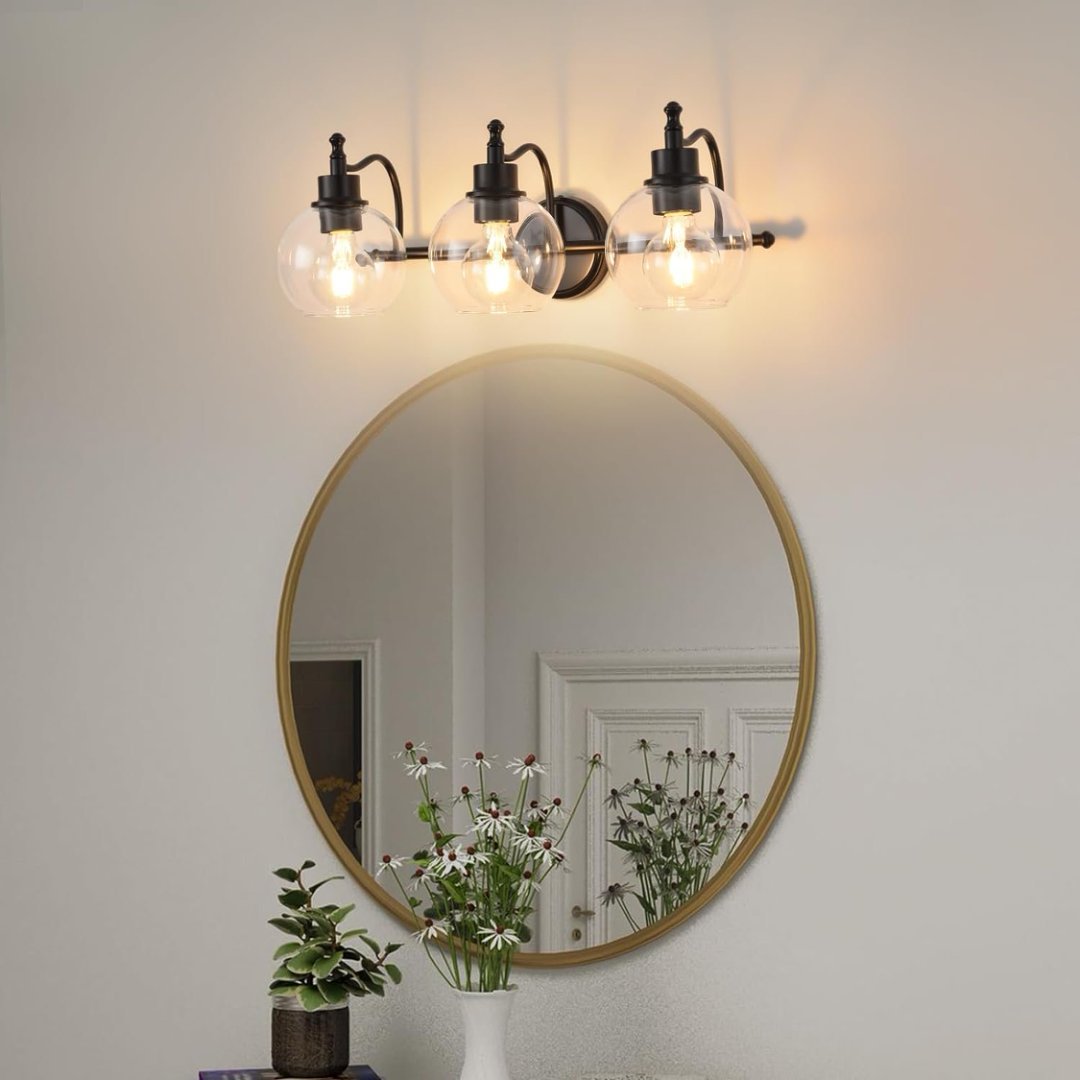 3 Lights Bathroom Vanity Fixture, 22 Inch Bathroom Fixture, Bathroom Lamp Above Mirror With Clear Glass Cover For Living Room And Kitchen, E26 Base