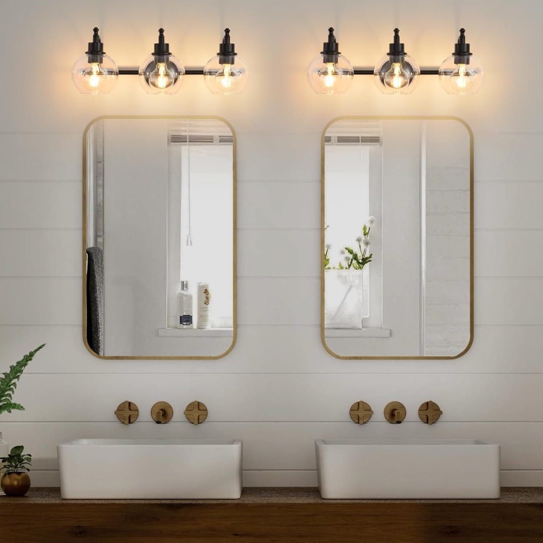 3 Lights Bathroom Vanity Fixture, 22 Inch Bathroom Fixture, Bathroom Lamp Above Mirror With Clear Glass Cover For Living Room And Kitchen, E26 Base